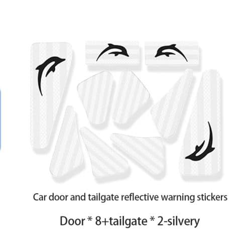 10pcs Car Door Reflective Warning Stickers For BYD Dolphins Silver 01