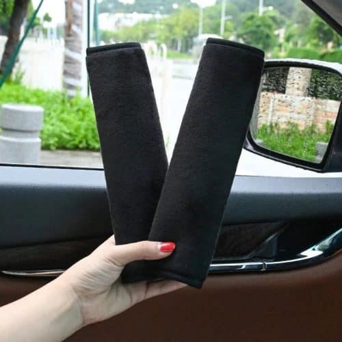 2pcs Car Seat Belt Covers Black 01