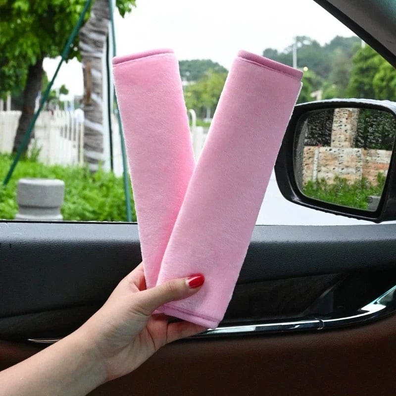 2pcs Car Seat Belt Covers Pink 01