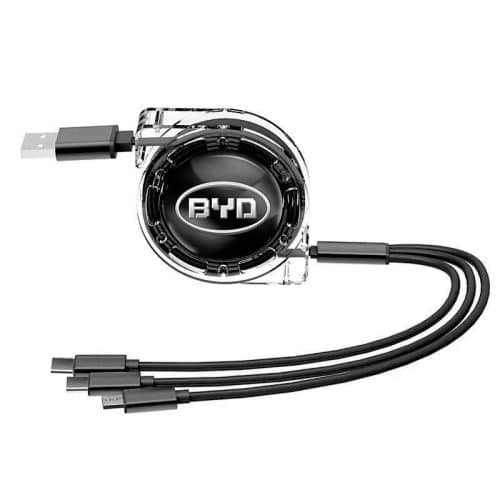 3 In 1 Fast Charger USB Data Cable For BYD Black 01