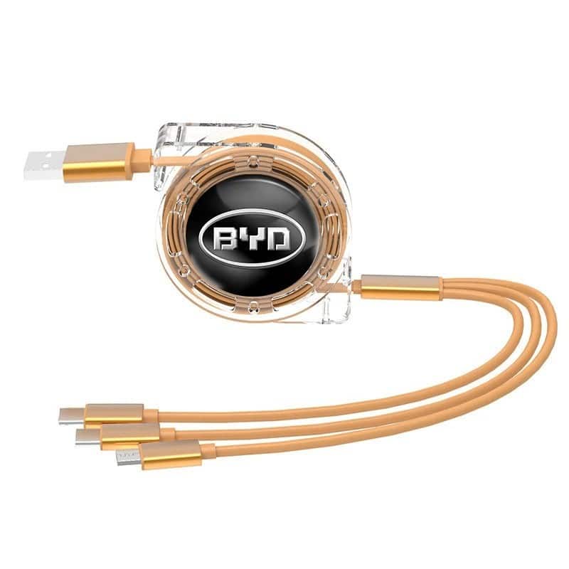 3 In 1 Fast Charger USB Data Cable For BYD Gold 01