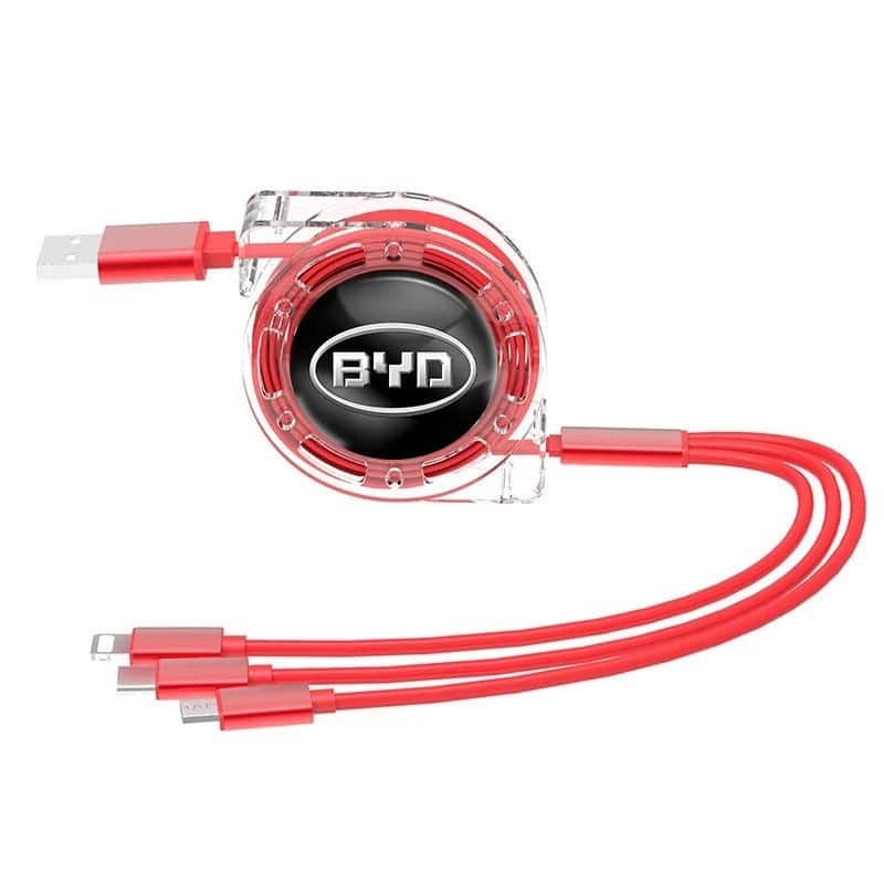 3 In 1 Fast Charger USB Data Cable For BYD Red 01