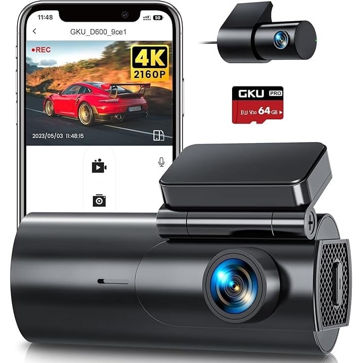 4K Front & Rear Dashcam – Dual Camera with WiFi, Night Vision & Parking Mode