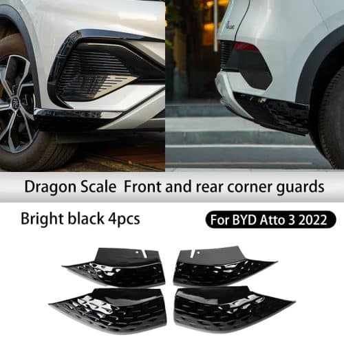 4Pcs Car Corner Protecor ABS Strip Stickers for BYD Atto 3 Black 01