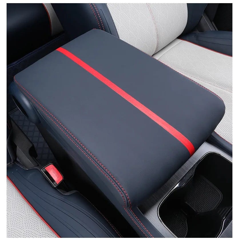 BYD ATTO 3 Leather Car Armrest Box Pad Blue Red 01