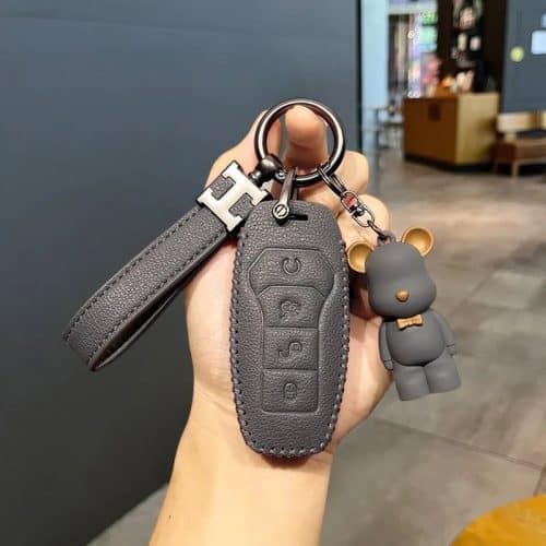 BYD Car Keychain Pu Leather Car Key Case Brown+Elephant 01