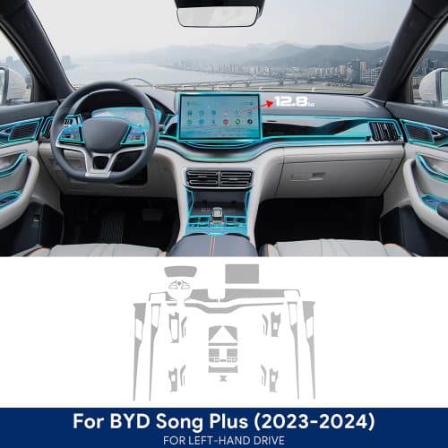 BYD Center Console Transparent TPU Protective Film 12.8in 2023 2024 01