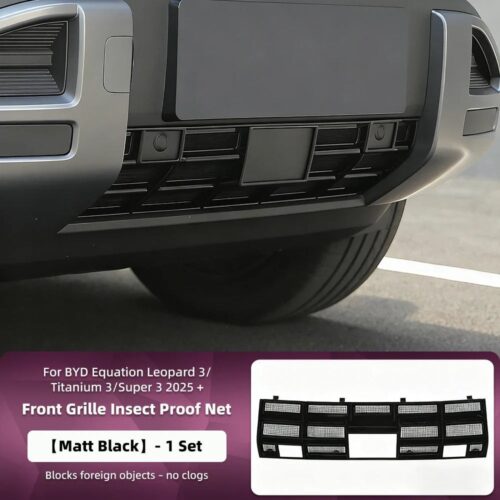 Car Front Bumper Grille Racing Grills Insect Proof Net For BYD Equation Leopard 3 Titanium 3 Super 3 2025 Matt Black 01