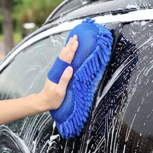 Microfiber Car Wash Mitt Chenille Sponge Glove for Scratch Free Vehicle Cleaning