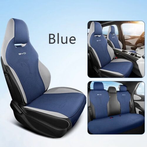 New Suede Dolphin Four Seasons Car Seat Covers Blue 01