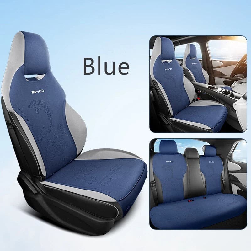 New Suede Dolphin Four Seasons Car Seat Covers Blue 01