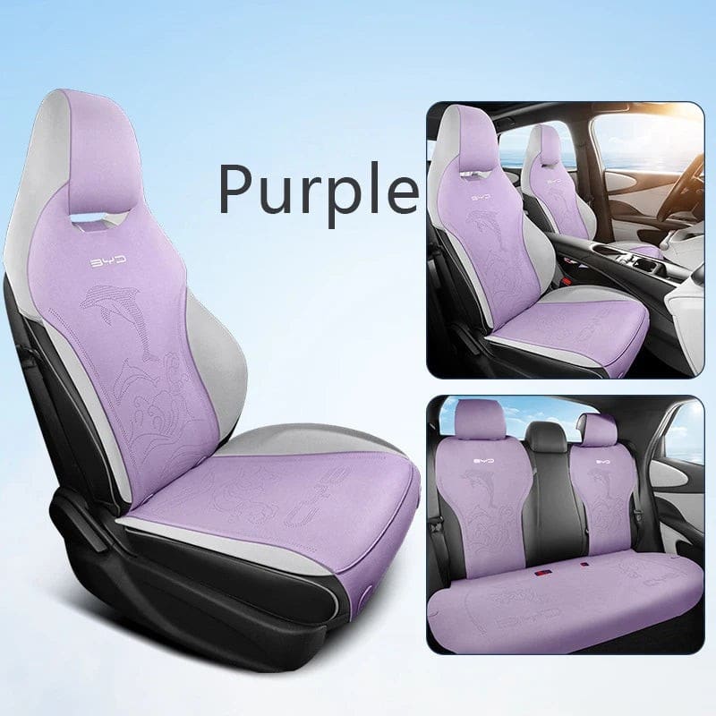 New Suede Dolphin Four Seasons Car Seat Covers Purple 01